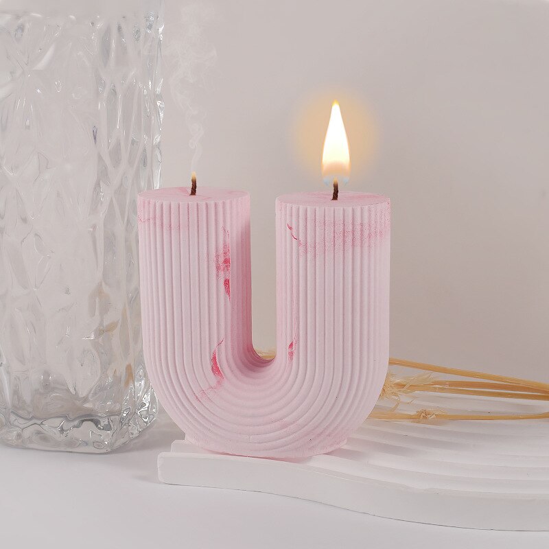 U Shape Candle Silicone Mold DIY Striped Arch Scented Candle Making Wax Mould Plaster Resin Ornament Craft Mold Home Decoration