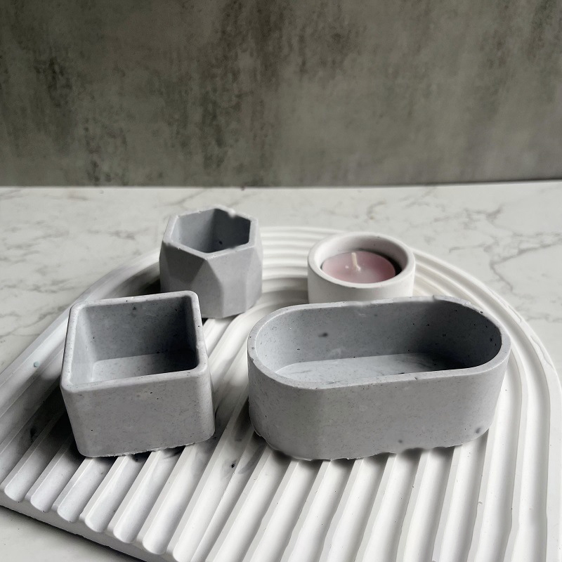 DIY Oval Candle Jar Silicone Molds Cement Plaster Mini Flower Pot Concrete Wax Box Candle Tray Injection Mould Home Decor Crafts