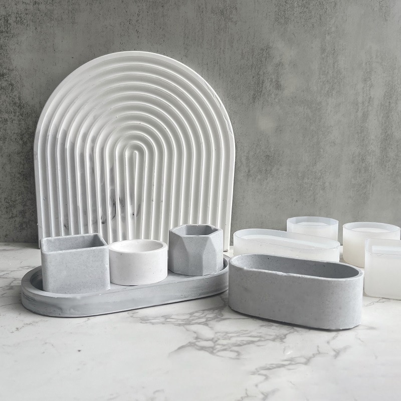 DIY Oval Candle Jar Silicone Molds Cement Plaster Mini Flower Pot Concrete Wax Box Candle Tray Injection Mould Home Decor Crafts DIY Oval Candle Jar Silicone Molds Cement Plaster Mini Flower Pot Concrete Wax Box Candle Tray Injection Mould Home Decor Crafts