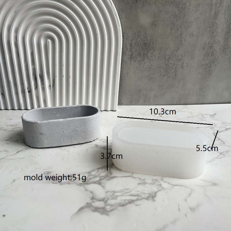 DIY Oval Candle Jar Silicone Molds Cement Plaster Mini Flower Pot Concrete Wax Box Candle Tray Injection Mould Home Decor Crafts