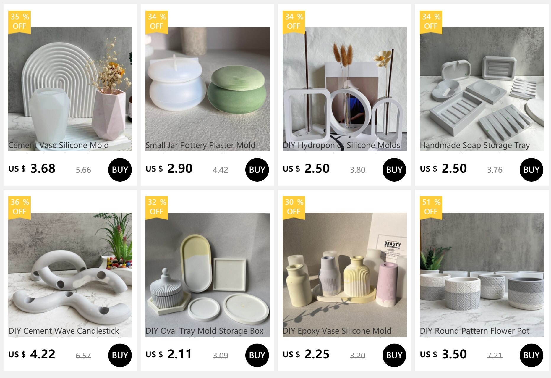 DIY Oval Candle Jar Silicone Molds Cement Plaster Mini Flower Pot Concrete Wax Box Candle Tray Injection Mould Home Decor Crafts