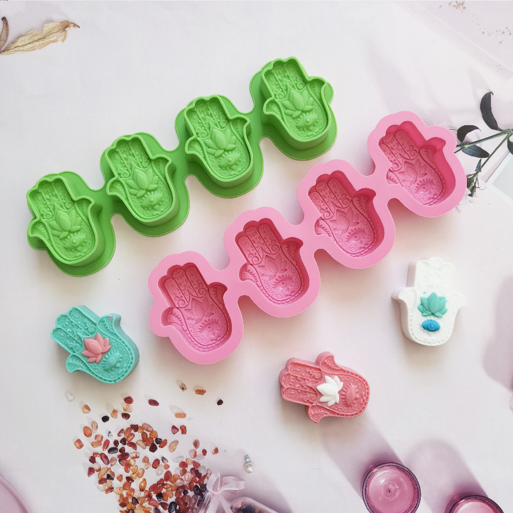3D Lotus Bergamot Flower Handmade Soap Silicone Mold DIY Hand of Fatima Cake Mould Candle Crystal Epoxy Mold Cake Decoration
