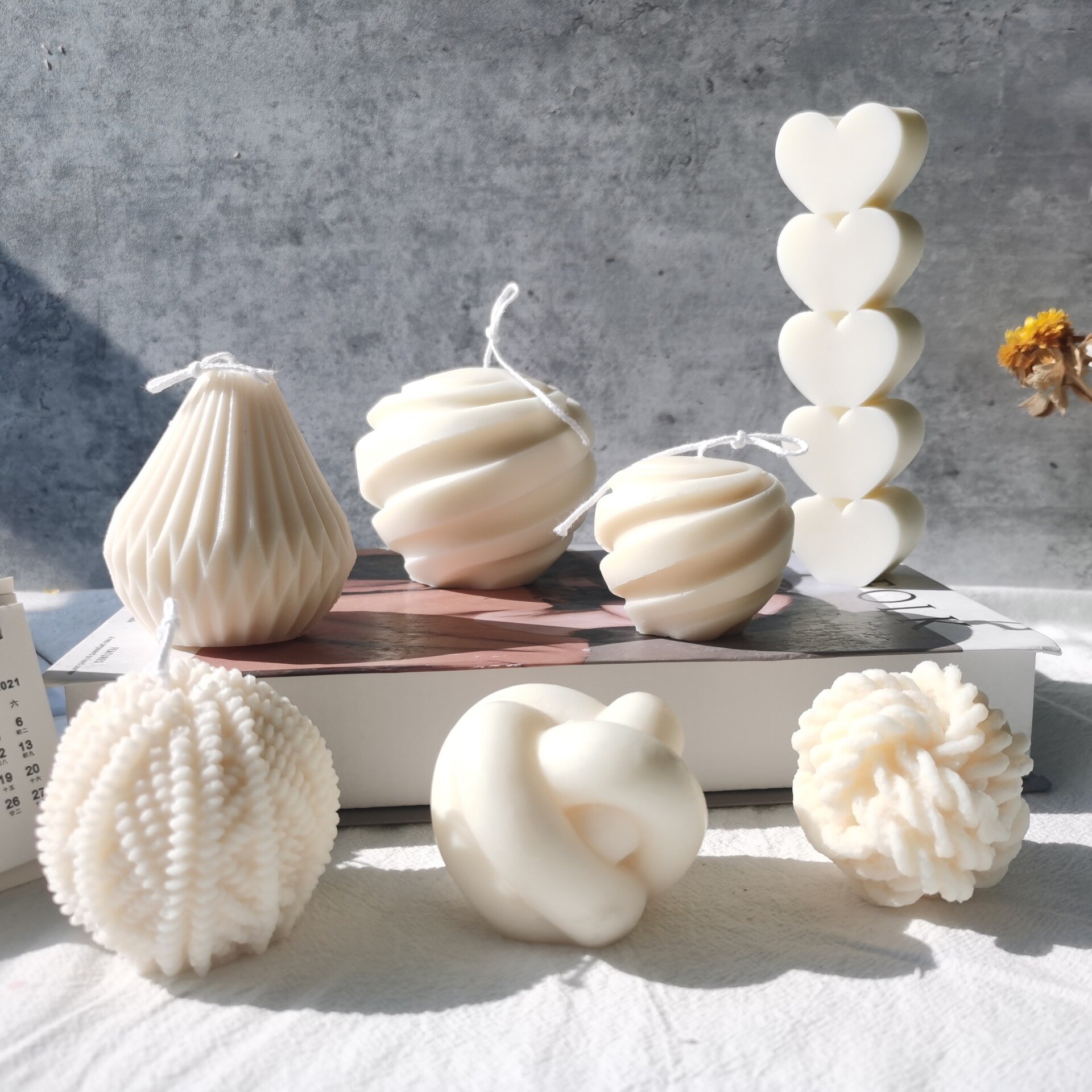 Multi-style Creative Geometric Silicone Candle Mold Wool Ball Love Heart Stripe Gypsum Resin Baking Mould Party Wedding Souvenir Multi-style Creative Geometric Silicone Candle Mold Wool Ball Love Heart Stripe Gypsum Resin Baking Mould Party Wedding Souvenir