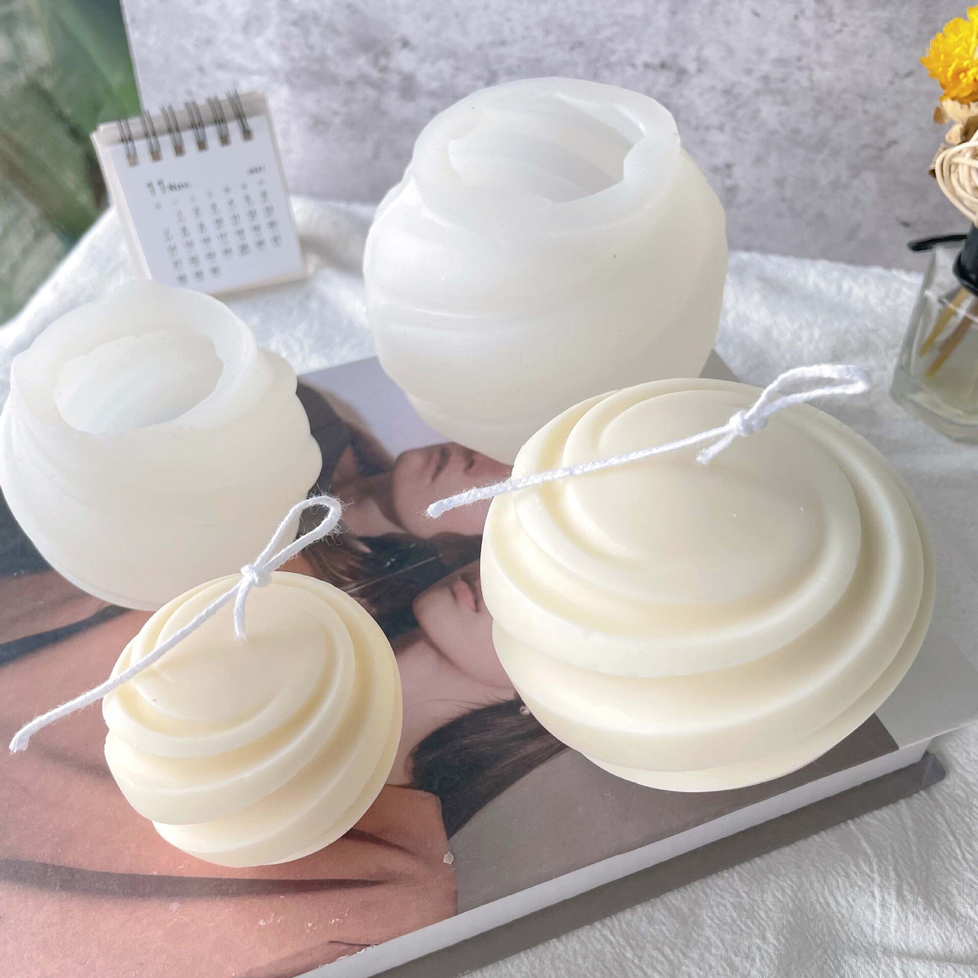 Multi-style Creative Geometric Silicone Candle Mold Wool Ball Love Heart Stripe Gypsum Resin Baking Mould Party Wedding Souvenir