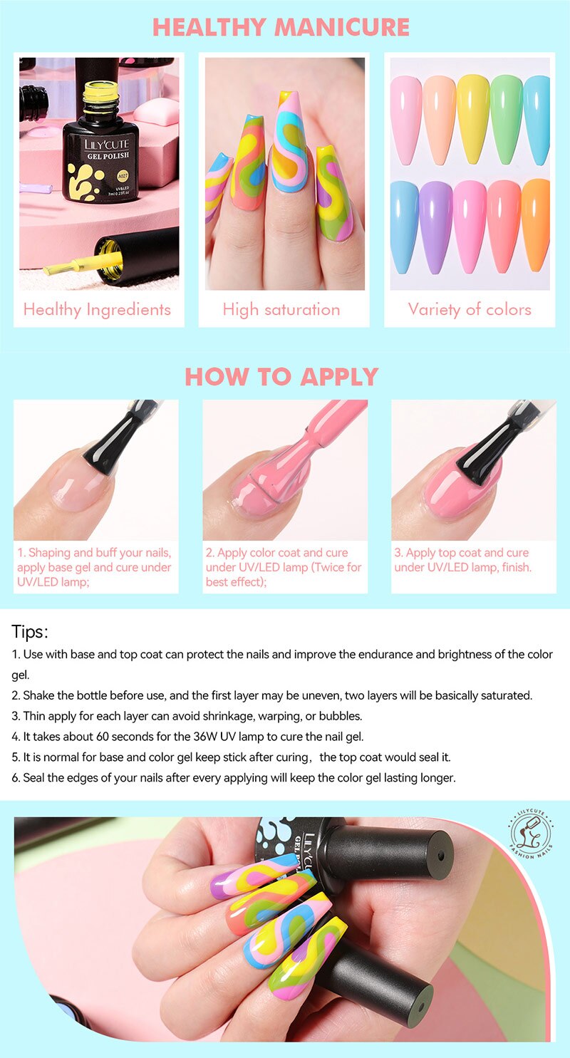 LILYCUTE 12PCs 7ml Spring Macaron Nail Gel Polish Set Semi Permanent UV Gel For Manicure Soak Off Gel Nail Polish Kit Varnishes