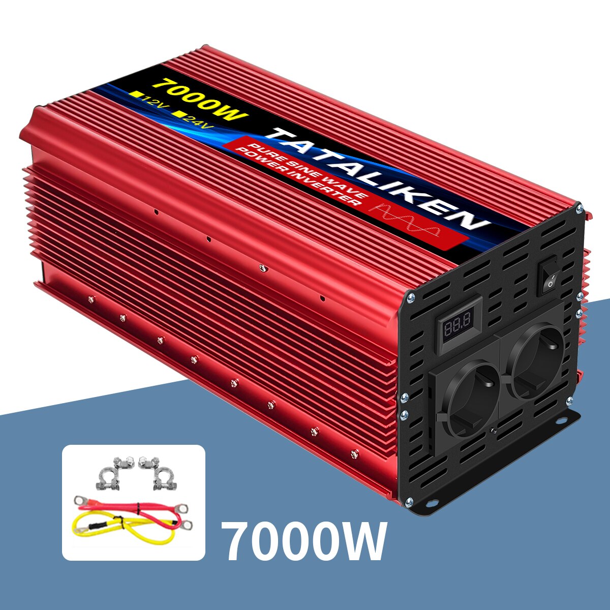 EU Socket Inverter 12V 220V Pure Sine Wave 50HZ 8000W 7000W 6000W 5000W 4500W 3500W DC to AC Voltage Converter Power Supply