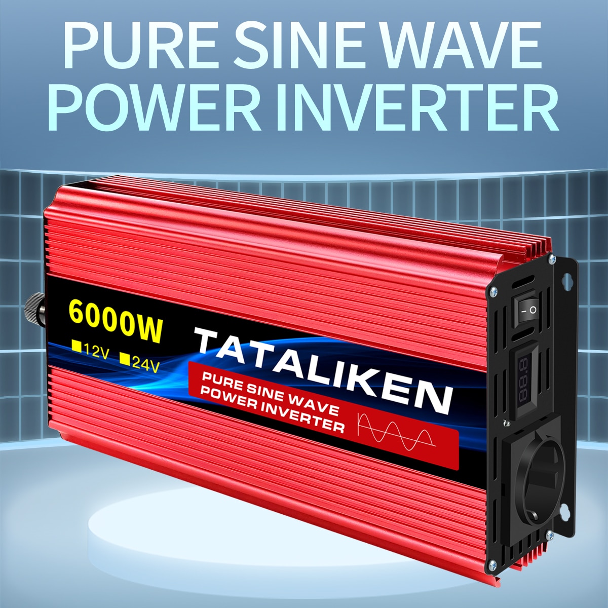 EU Socket Inverter 12V 220V Pure Sine Wave 50HZ 8000W 7000W 6000W 5000W 4500W 3500W DC to AC Voltage Converter Power Supply