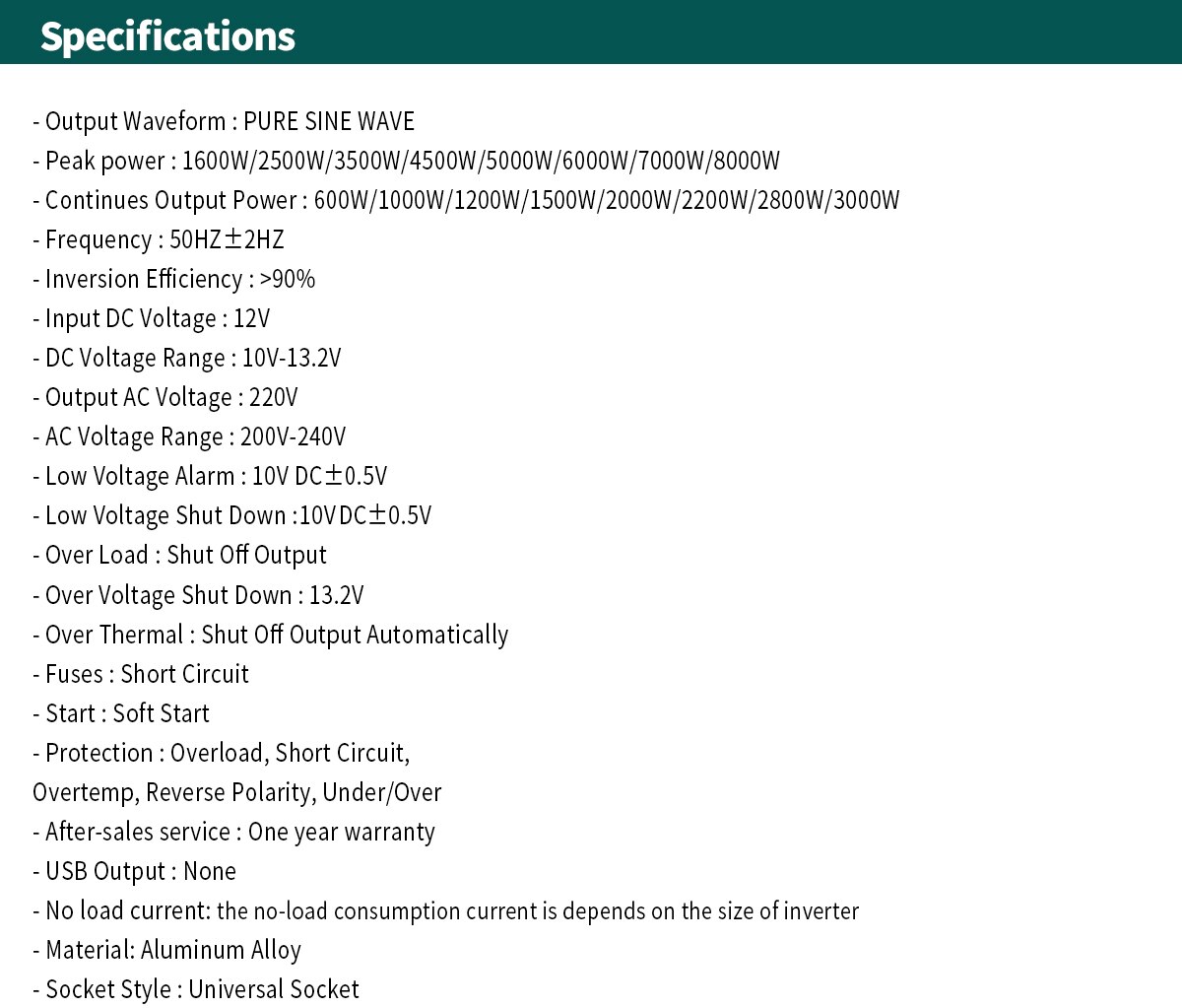 EU Socket Inverter 12V 220V Pure Sine Wave 50HZ 8000W 7000W 6000W 5000W 4500W 3500W DC to AC Voltage Converter Power Supply