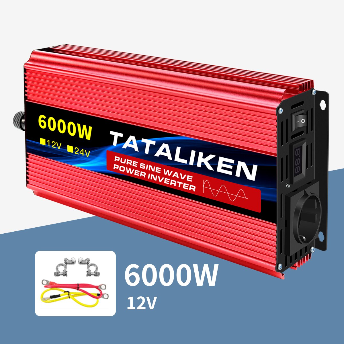 EU Socket Inverter 12V 220V Pure Sine Wave 50HZ 8000W 7000W 6000W 5000W 4500W 3500W DC to AC Voltage Converter Power Supply