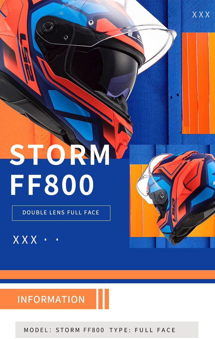 Original LS2 FF800 motorcycle helmet ls2 STORM full face Helmet kaciga casco moto capacete with fog-free system