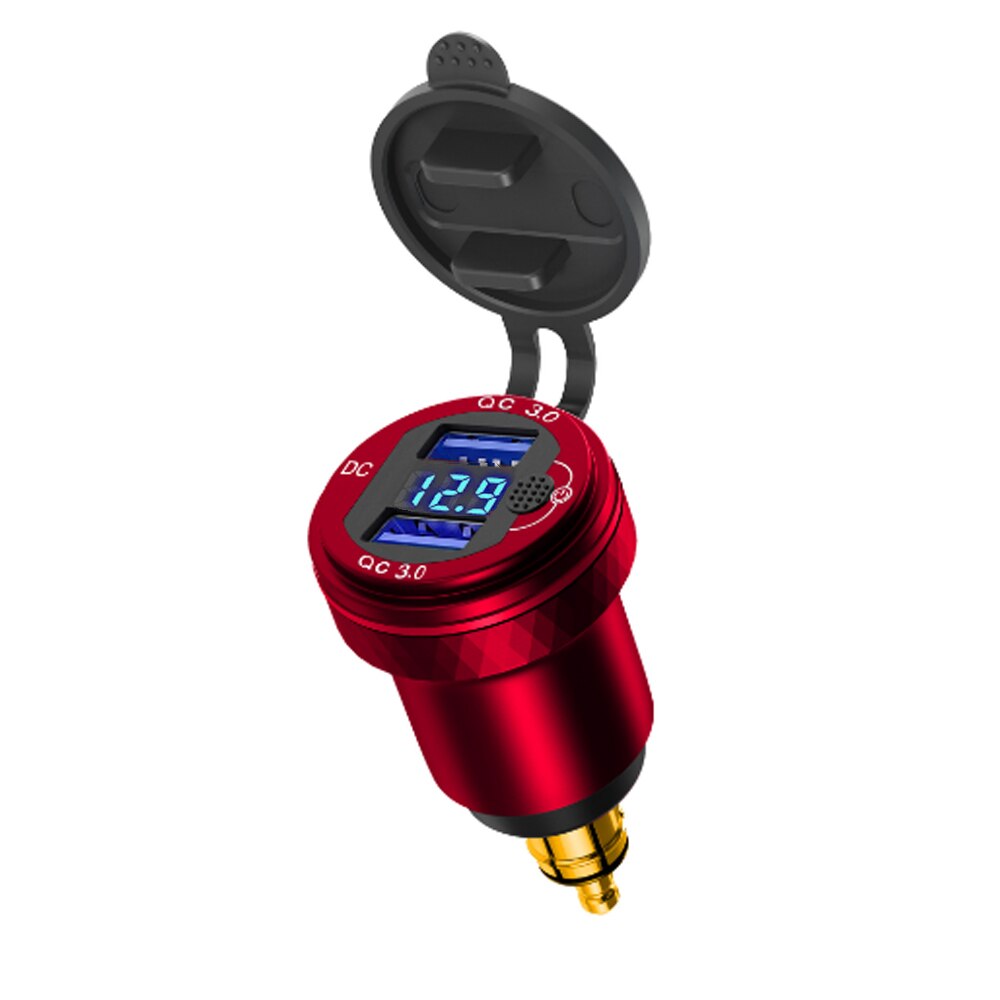 Motorcycle Aluminium DIN Hella Plug Dual USB Quick Charger Adapter LED Display For BMW R1250GS G650GS F800 GS GT R1200GS K1200LT