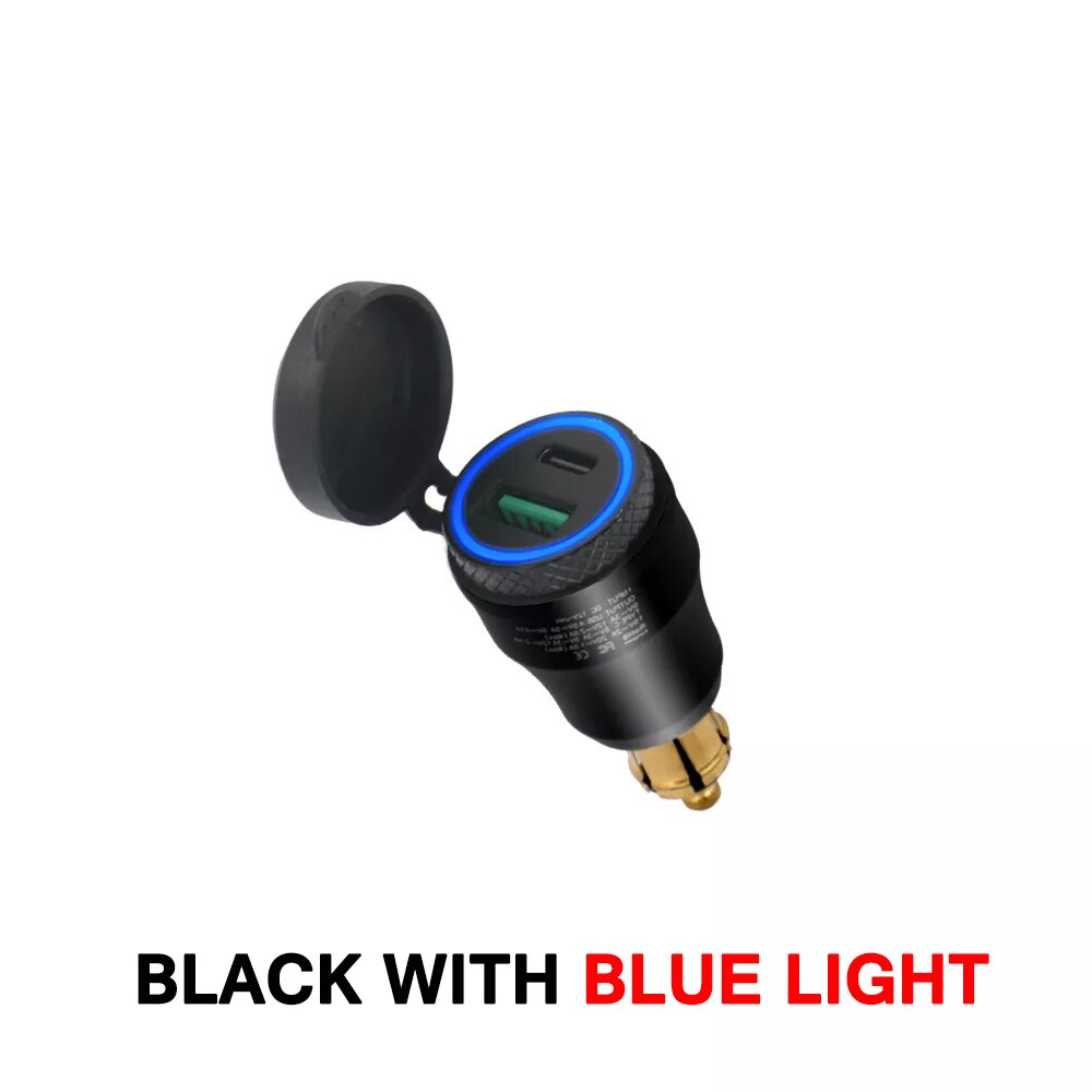 Motorcycle Aluminium DIN Hella Plug Dual USB Quick Charger Adapter LED Display For BMW R1250GS G650GS F800 GS GT R1200GS K1200LT