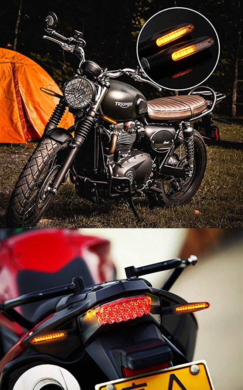 Motorcycle Turn Signals Lights Built Relay 12V Flasher Motorcycle Led Flowing Water Blinker Moto Indicator Turn Lamp Accessories
