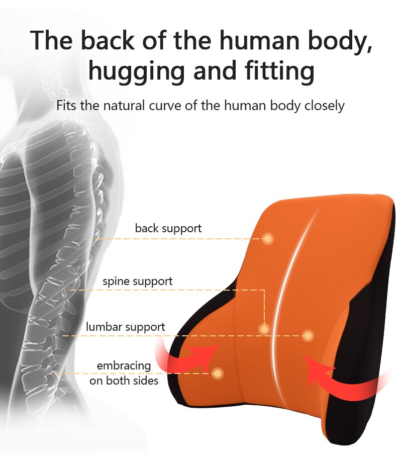 Memory Cotton Neck Pillow Car Seat Pillow Support Auto Lumbar Cushion Comfortable and Breathable Car Headrest Lumbar Support