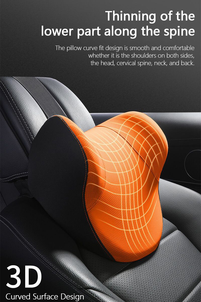 Memory Cotton Neck Pillow Car Seat Pillow Support Auto Lumbar Cushion Comfortable and Breathable Car Headrest Lumbar Support