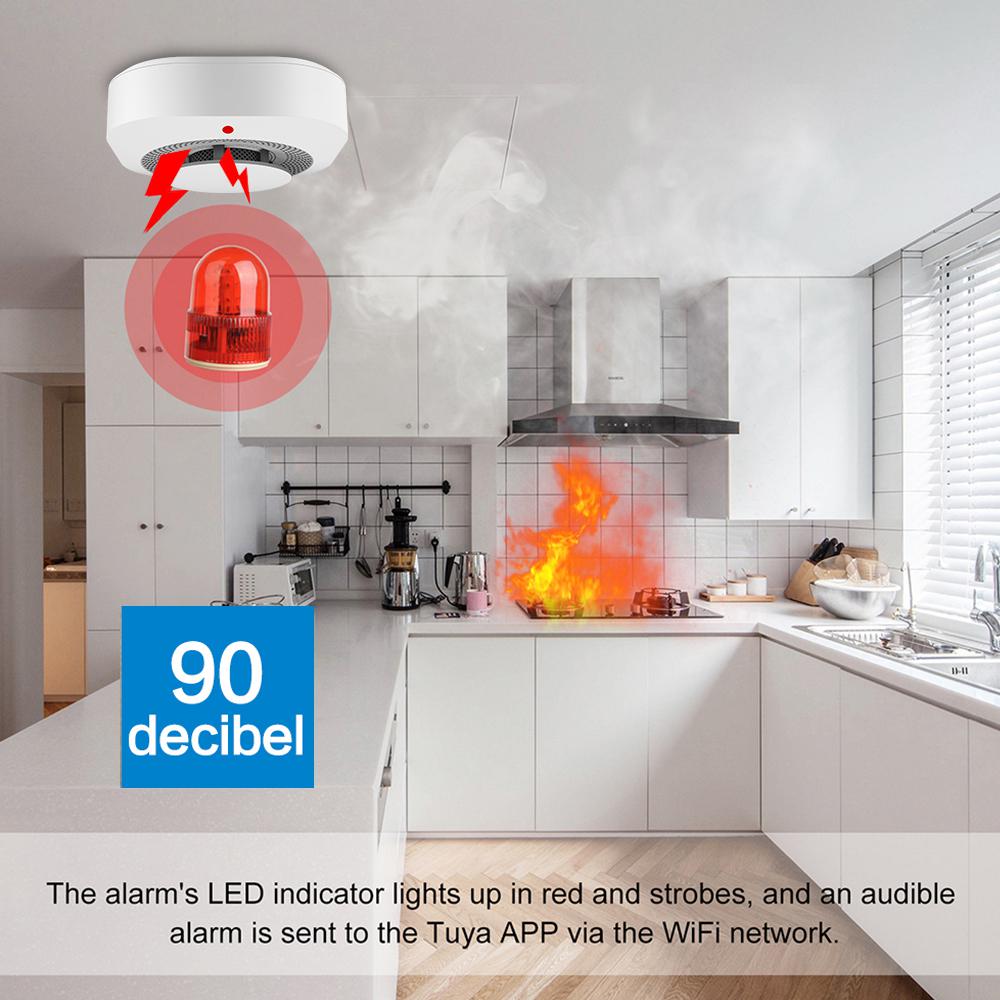 Smart Wifi Smoke Detector Sensor 80DB Alarm Fire Smart Smoke Detector Wifi Fire Protection Home Security Alarm Smart Life Smart Wifi Smoke Detector Sensor 80DB Alarm Fire Smart Smoke Detector Wifi Fire Protection Home Security Alarm Smart Life