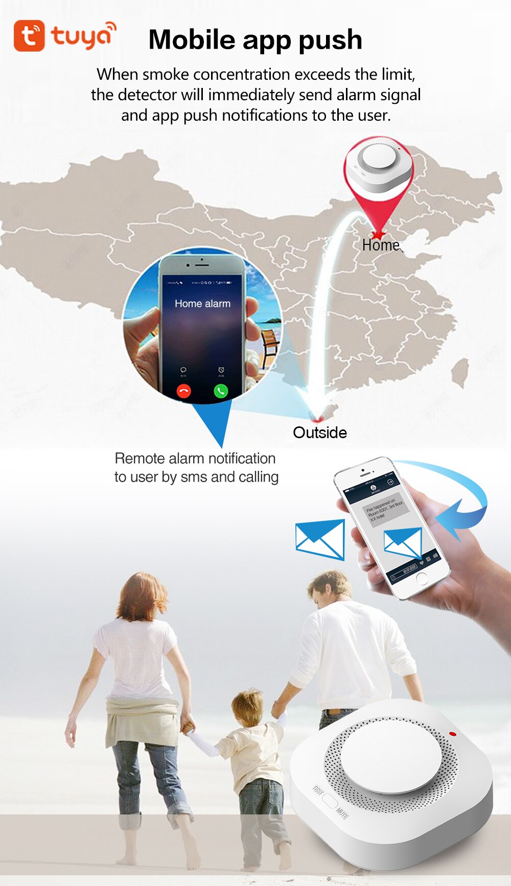 Smart Wifi Smoke Detector Sensor 80DB Alarm Fire Smart Smoke Detector Wifi Fire Protection Home Security Alarm Smart Life Smart Wifi Smoke Detector Sensor 80DB Alarm Fire Smart Smoke Detector Wifi Fire Protection Home Security Alarm Smart Life