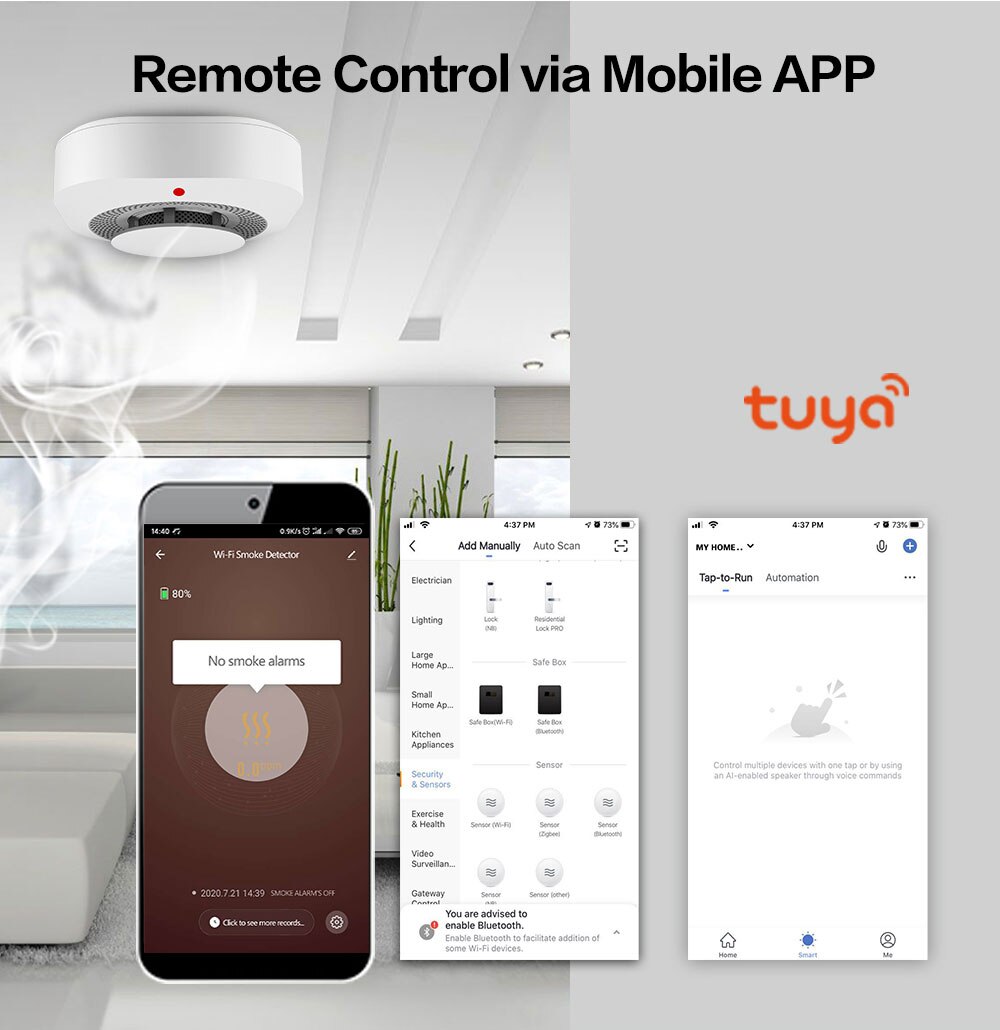 Smart Wifi Smoke Detector Sensor 80DB Alarm Fire Smart Smoke Detector Wifi Fire Protection Home Security Alarm Smart Life Smart Wifi Smoke Detector Sensor 80DB Alarm Fire Smart Smoke Detector Wifi Fire Protection Home Security Alarm Smart Life