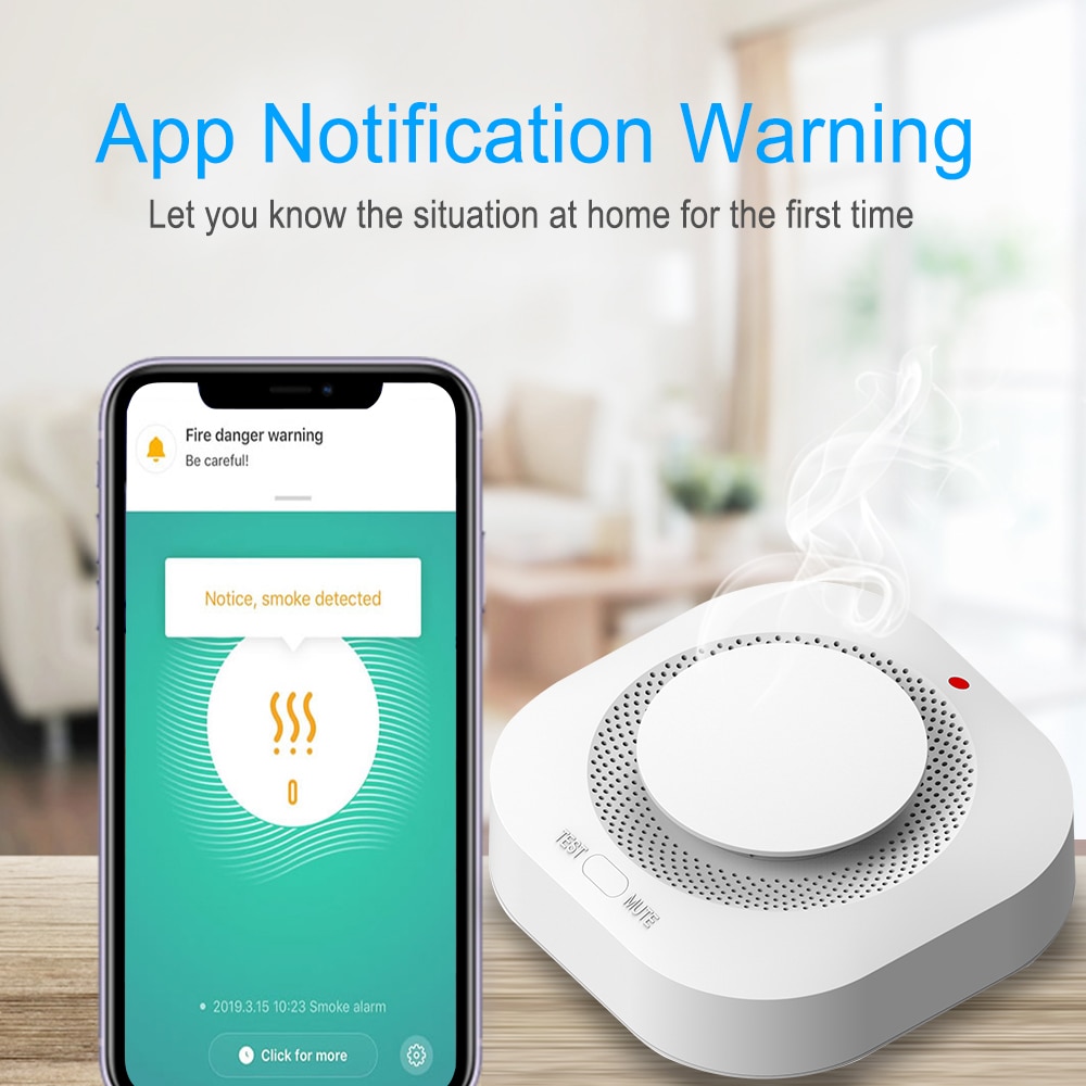Smart Wifi Smoke Detector Sensor 80DB Alarm Fire Smart Smoke Detector Wifi Fire Protection Home Security Alarm Smart Life Smart Wifi Smoke Detector Sensor 80DB Alarm Fire Smart Smoke Detector Wifi Fire Protection Home Security Alarm Smart Life
