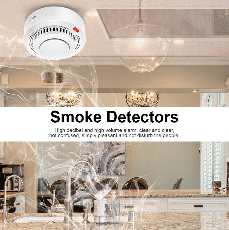 WiFi Smoke Detector Security Protection Smoke Alarm Fire Protection For Home Security System Via Smart Life App