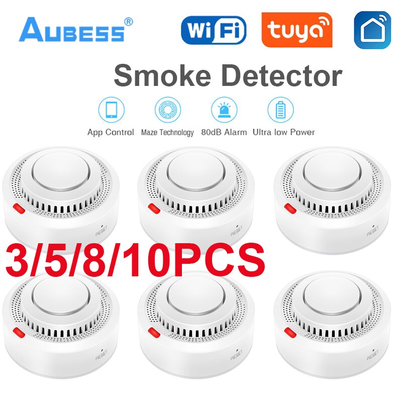 WiFi Smoke Detector Security Protection Smoke Alarm Fire Protection For Home Security System Via Smart Life App WiFi Smoke Detector Security Protection Smoke Alarm Fire Protection For Home Security System Via Smart Life App