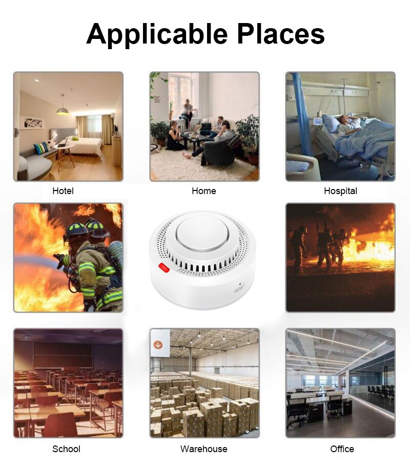 WiFi Smoke Detector Security Protection Smoke Alarm Fire Protection For Home Security System Via Smart Life App