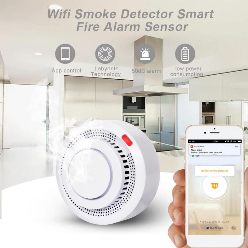 WiFi Smoke Detector Security Protection Smoke Alarm Fire Protection For Home Security System Via Smart Life App WiFi Smoke Detector Security Protection Smoke Alarm Fire Protection For Home Security System Via Smart Life App