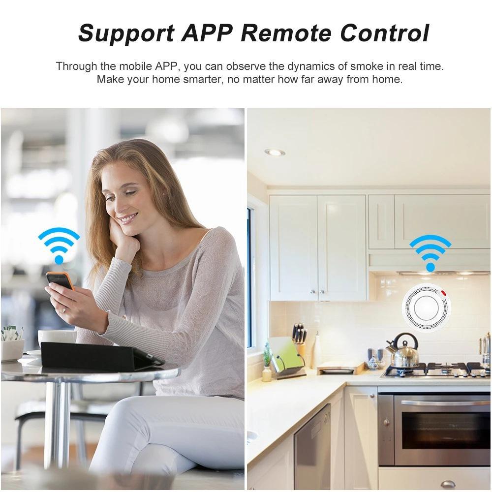 WiFi Smoke Detector Security Protection Smoke Alarm Fire Protection For Home Security System Via Smart Life App