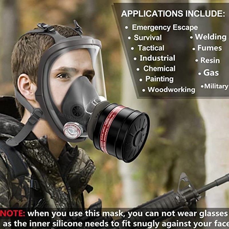 Full face respirator – mask with 40 mm gas filter canister for industrial gases, chemical, polishing, welding, spraying Gas mask Full face respirator - mask with 40 mm gas filter canister for industrial gases, chemical, polishing, welding, spraying Gas mask