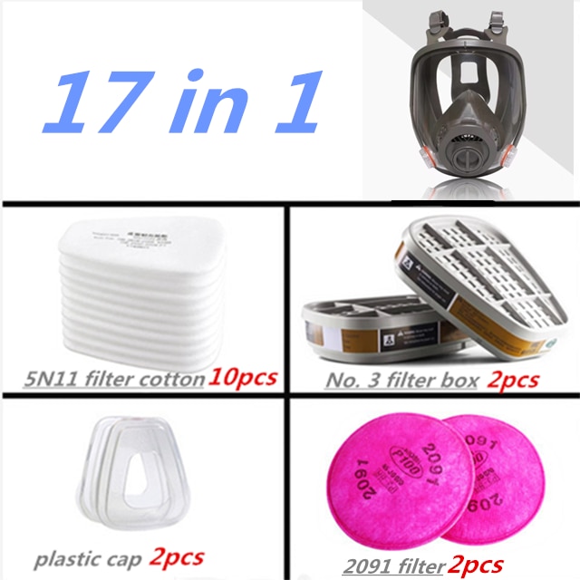 Full face respirator - mask with 40 mm gas filter canister for industrial gases, chemical, polishing, welding, spraying Gas mask