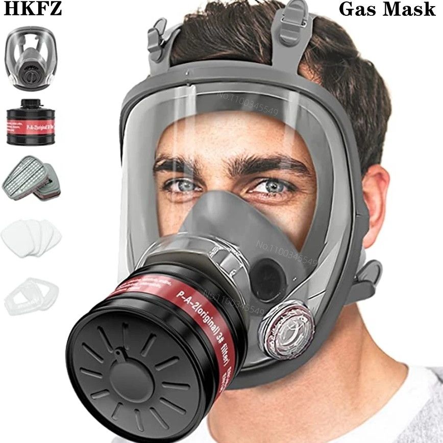 Full face respirator - mask with 40 mm gas filter canister for industrial gases, chemical, polishing, welding, spraying Gas mask