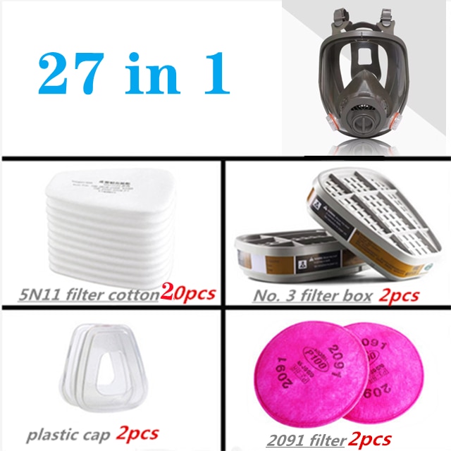 Full face respirator - mask with 40 mm gas filter canister for industrial gases, chemical, polishing, welding, spraying Gas mask