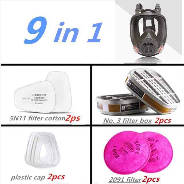 Full face respirator - mask with 40 mm gas filter canister for industrial gases, chemical, polishing, welding, spraying Gas mask