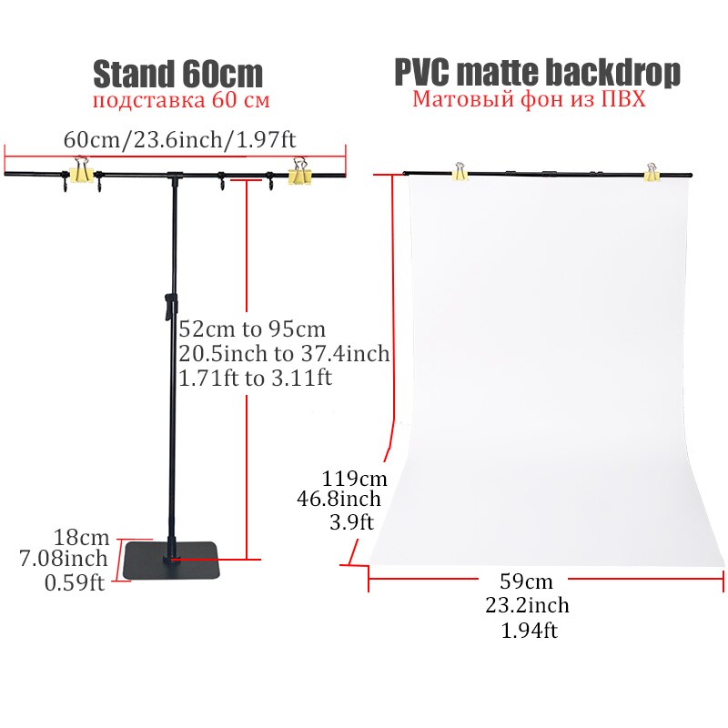 BFOLLOW T Shape Background Stand with PVC Backdrop Kit for Product Photography White Black Bracket Photo Shooting Studio Set BFOLLOW T Shape Background Stand with PVC Backdrop Kit for Product Photography White Black Bracket Photo Shooting Studio Set