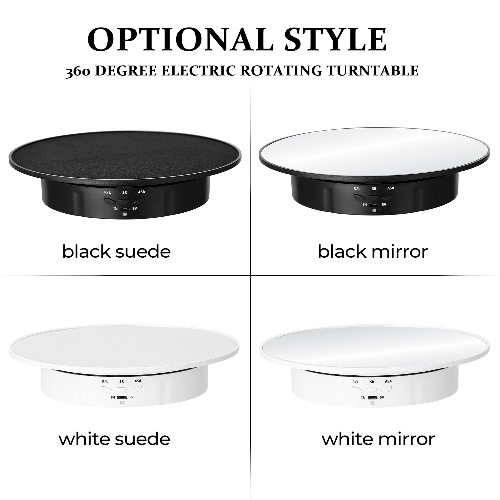 3 Speeds Electric Rotating Display Stand Mirror 360 Degree Turntable Jewelry Holder Battery for Photography Video Shooting Props