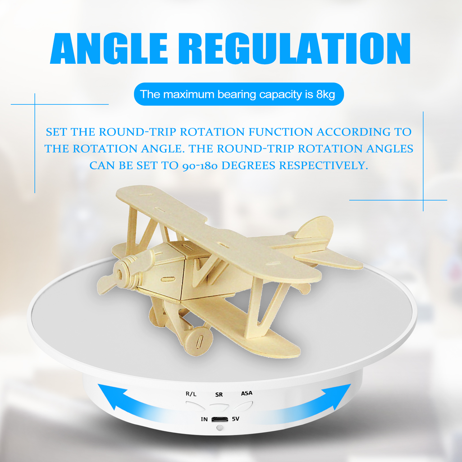 3 Speeds Electric Rotating Display Stand Mirror 360 Degree Turntable Jewelry Holder Battery for Photography Video Shooting Props