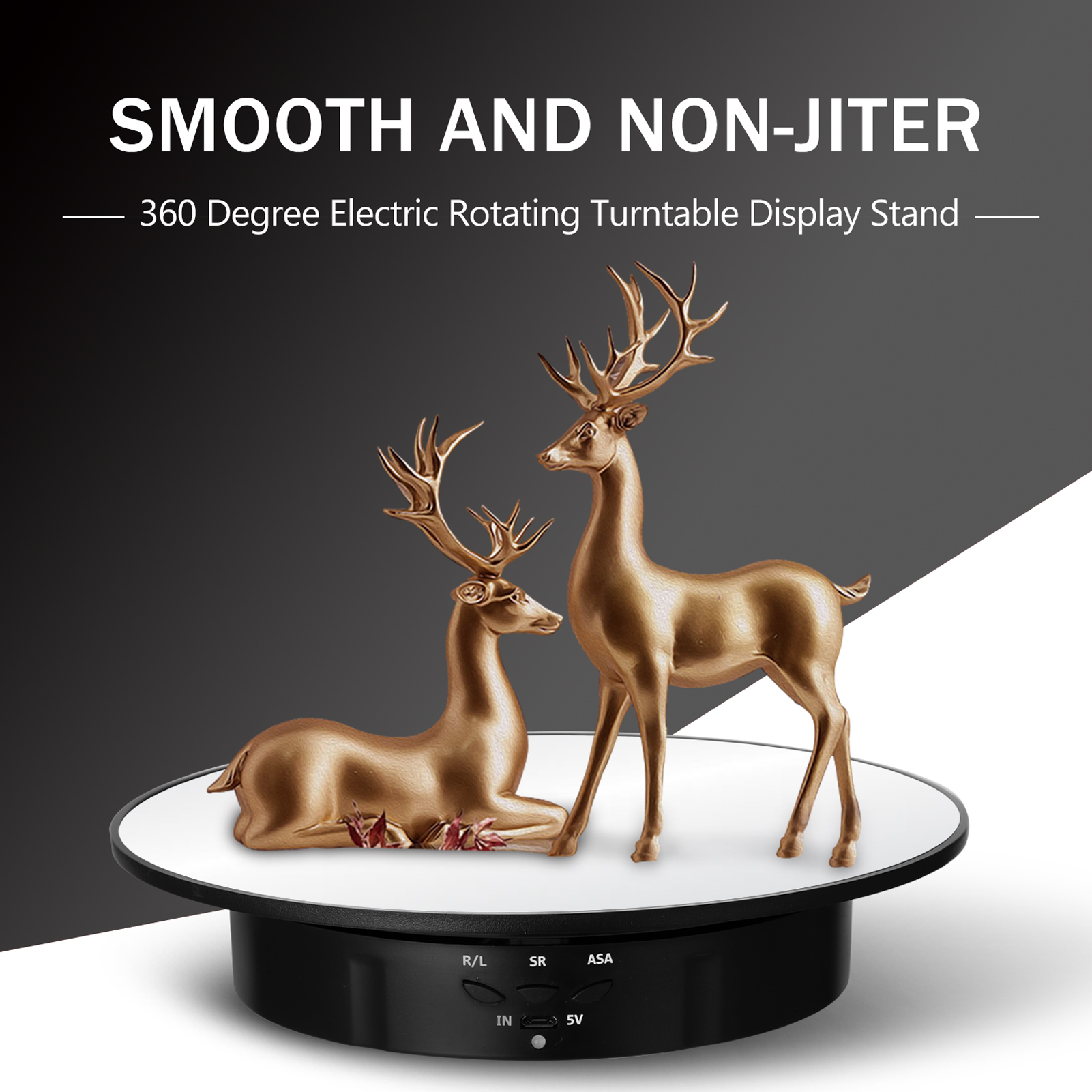 3 Speeds Electric Rotating Display Stand Mirror 360 Degree Turntable Jewelry Holder Battery for Photography Video Shooting Props