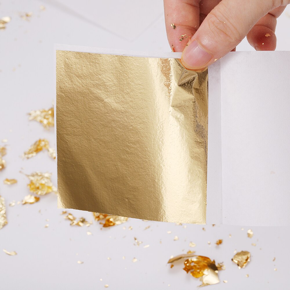 100sheets Imitation Gold Foil Paper Leaf Gilding DIY Epoxy Resin Silicone Mold Jewelry Making Filling Decorate Resin Crafts Tool