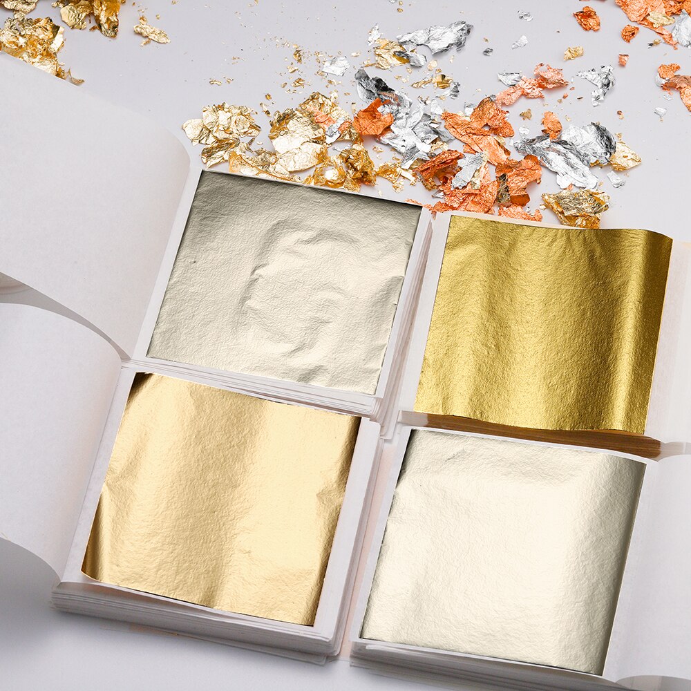 100sheets Imitation Gold Foil Paper Leaf Gilding DIY Epoxy Resin Silicone Mold Jewelry Making Filling Decorate Resin Crafts Tool