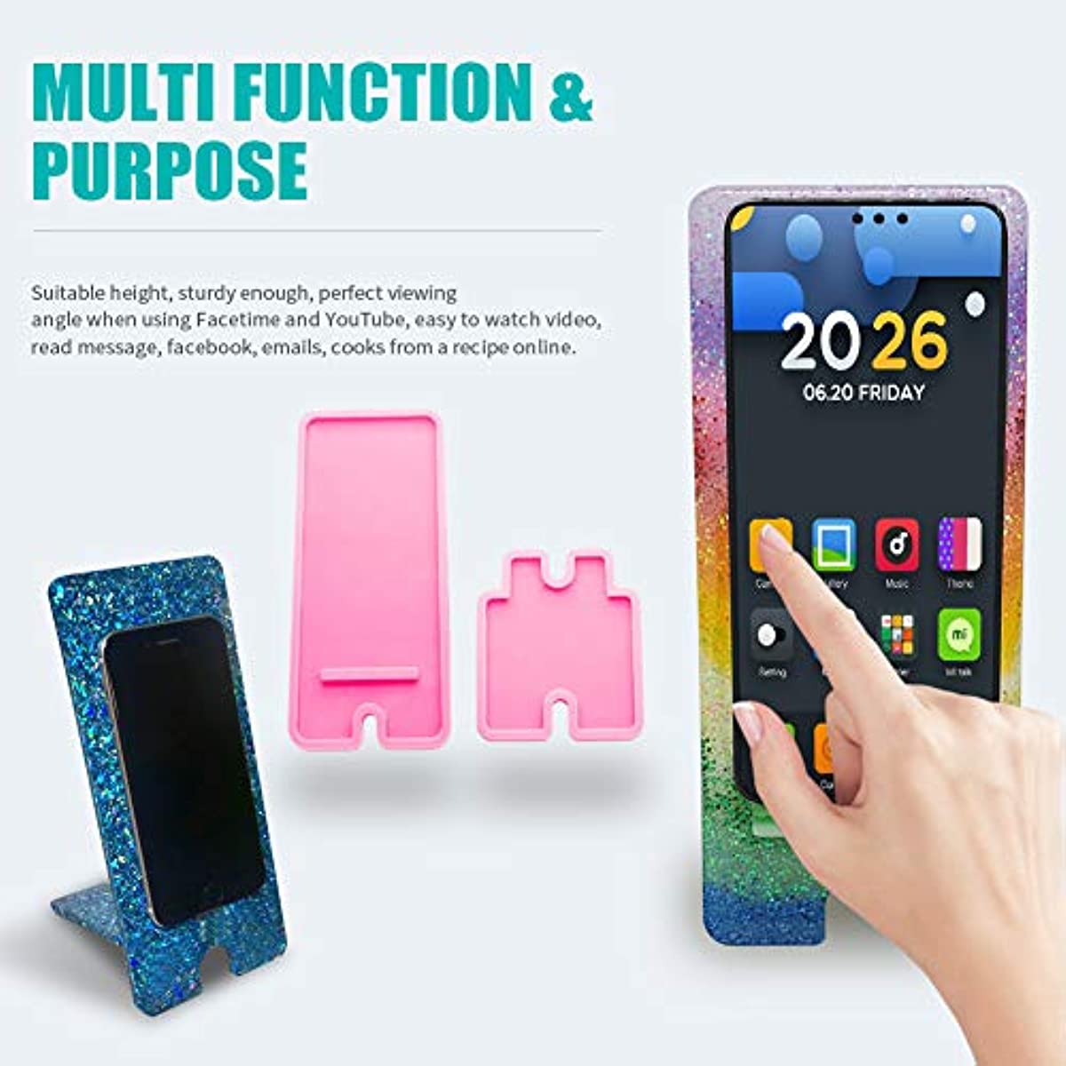 Mobile Phone Stand Silicone Resin Mold Phone Holder Epoxy Resin Moulds Craft Cell Phone Bracket Silicone Mold