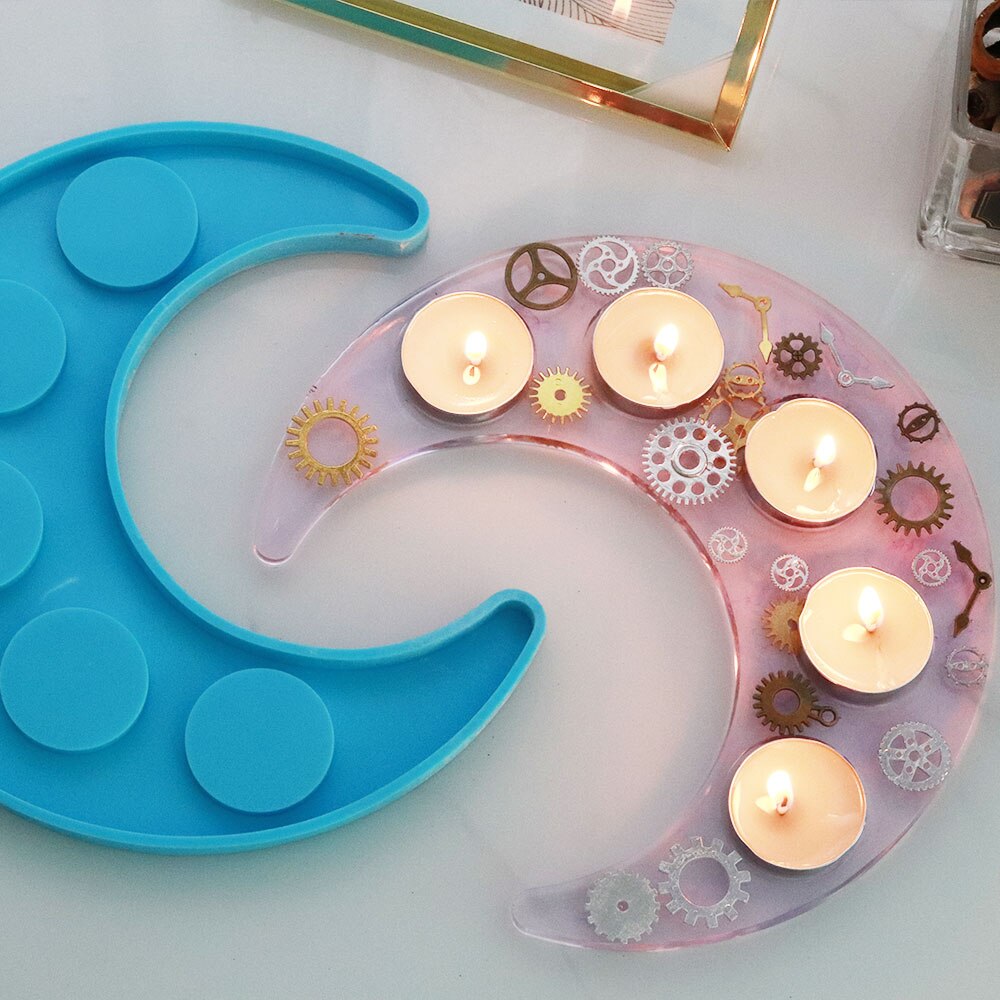Moon Shape Candlestick Silicone Mould for Diy Handmade Crystal Epoxy Resin Moon Wine Glass Tray Mold Home Decoration Newest Moon Shape Candlestick Silicone Mould for Diy Handmade Crystal Epoxy Resin Moon Wine Glass Tray Mold Home Decoration Newest