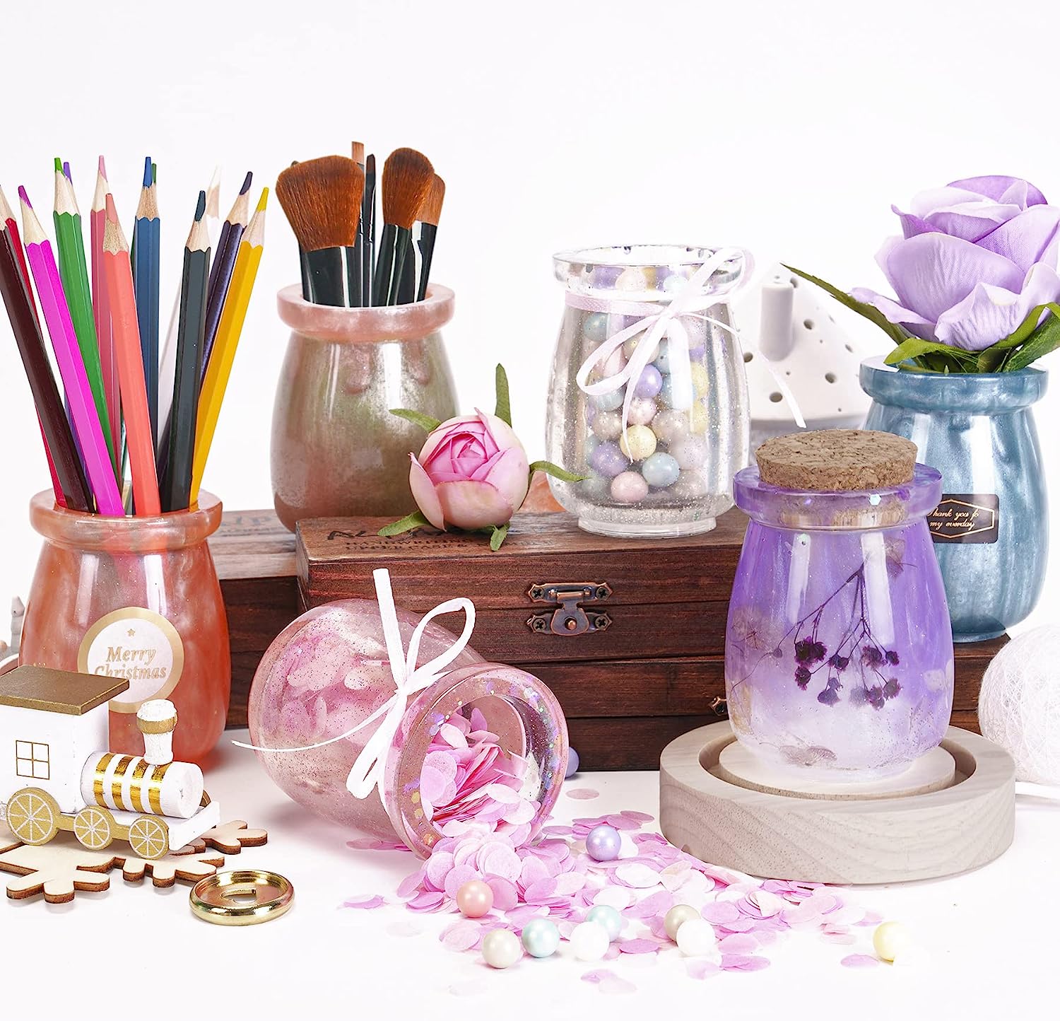 Jar Resin Molds Silicone with 5pcs Cork Lids, Cute Bottle Silicone Molds for Epoxy Resin, DIY Molds for Stash Jar, Storage Bottl Jar Resin Molds Silicone with 5pcs Cork Lids, Cute Bottle Silicone Molds for Epoxy Resin, DIY Molds for Stash Jar, Storage Bottl