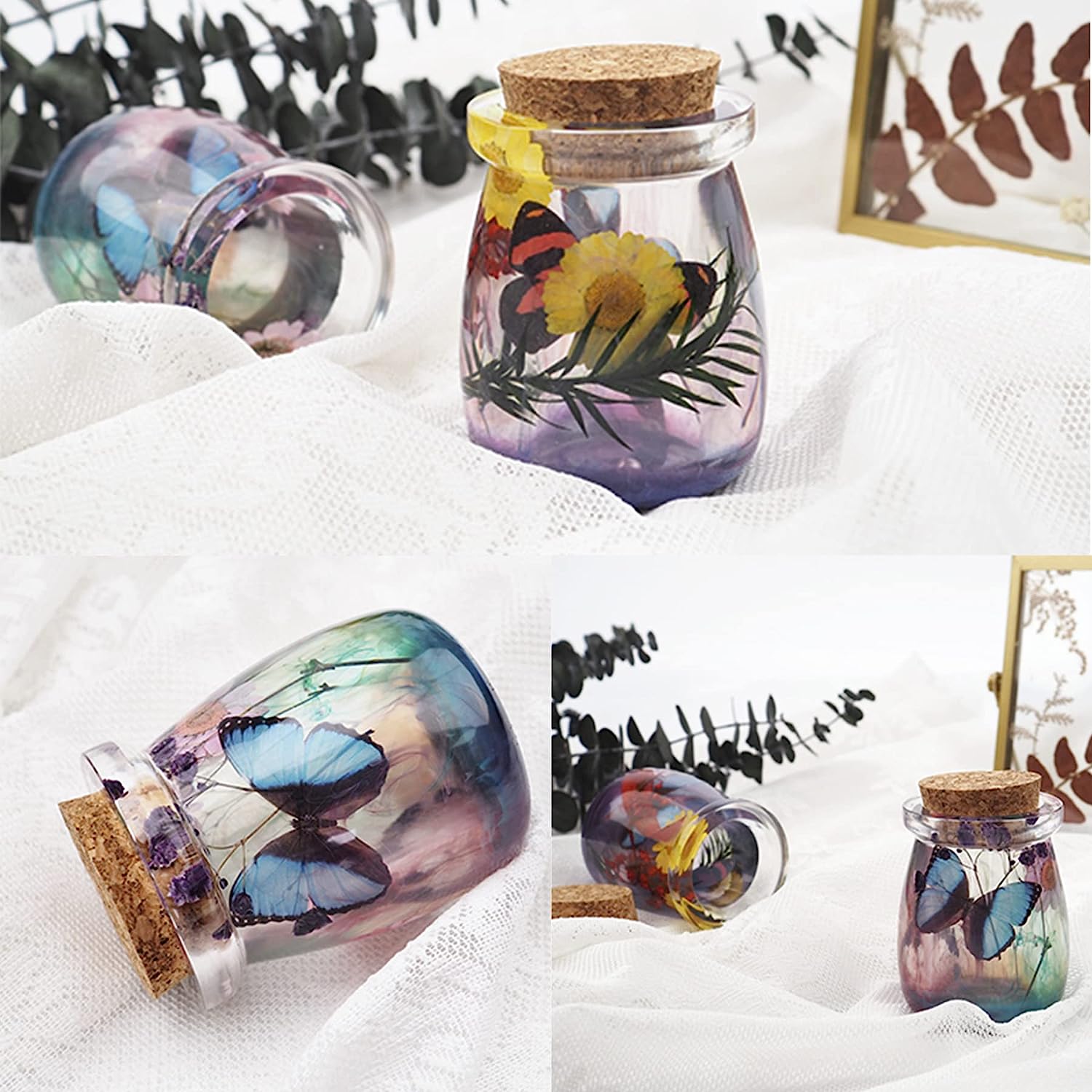 Jar Resin Molds Silicone with 5pcs Cork Lids, Cute Bottle Silicone Molds for Epoxy Resin, DIY Molds for Stash Jar, Storage Bottl