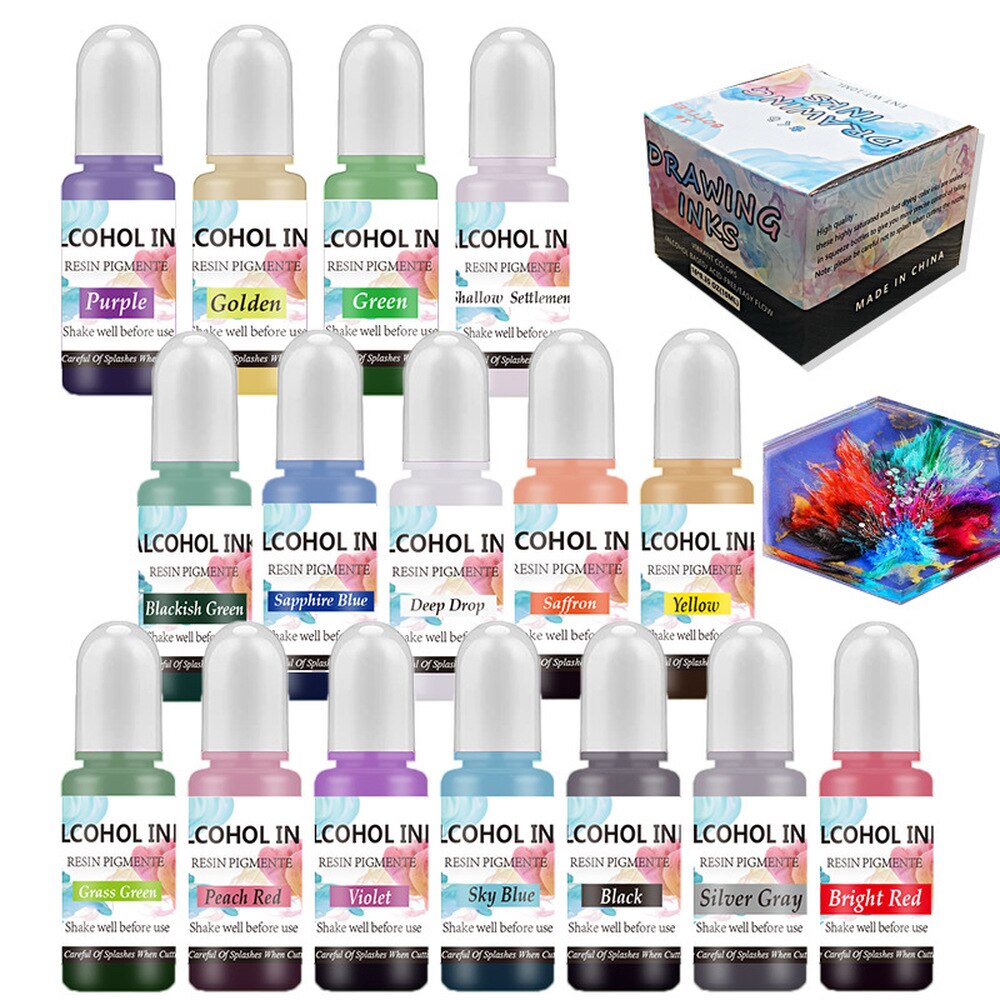 1 Set Art Ink Alcohol Resin Pigment Set Liquid Colorant Dye Ink Diffusion For UV Epoxy Resin DIY Jewelry Making Handmade Crafts