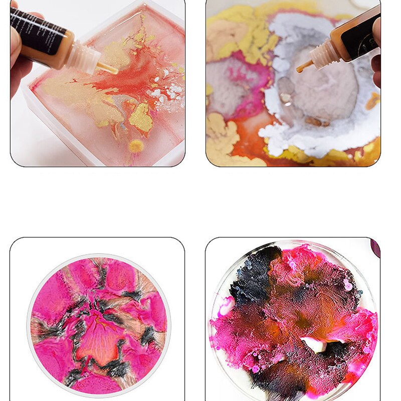 1 Set Art Ink Alcohol Resin Pigment Set Liquid Colorant Dye Ink Diffusion For UV Epoxy Resin DIY Jewelry Making Handmade Crafts