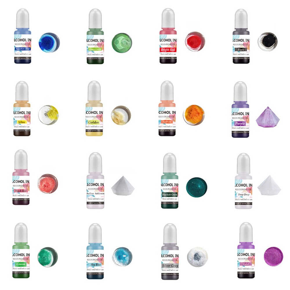 1 Set Art Ink Alcohol Resin Pigment Set Liquid Colorant Dye Ink Diffusion For UV Epoxy Resin DIY Jewelry Making Handmade Crafts