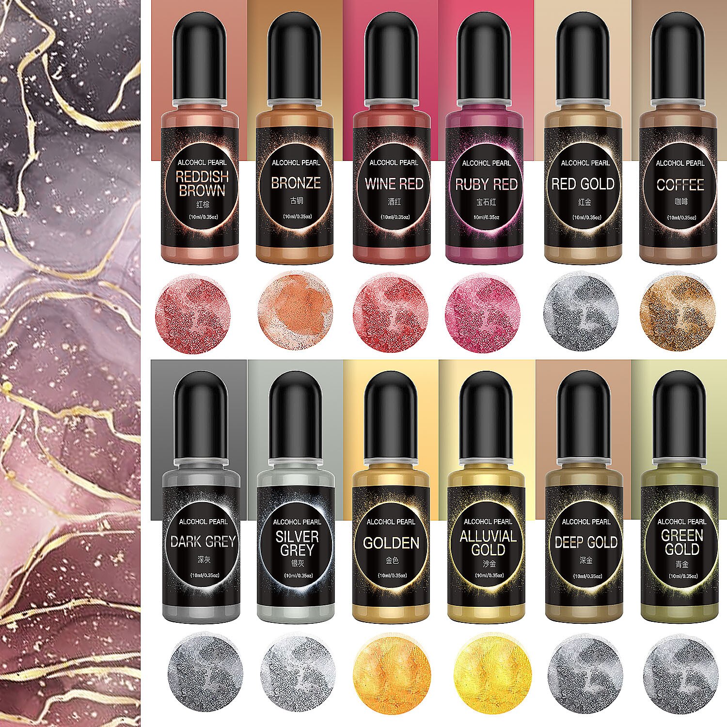 1 Set Art Ink Alcohol Resin Pigment Set Liquid Colorant Dye Ink Diffusion For UV Epoxy Resin DIY Jewelry Making Handmade Crafts 1 Set Art Ink Alcohol Resin Pigment Set Liquid Colorant Dye Ink Diffusion For UV Epoxy Resin DIY Jewelry Making Handmade Crafts