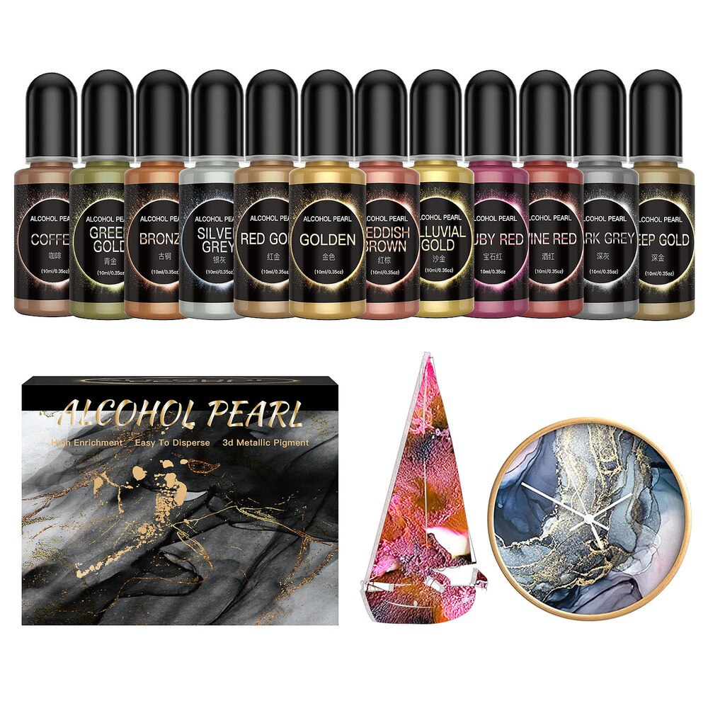 1 Set Art Ink Alcohol Resin Pigment Set Liquid Colorant Dye Ink Diffusion For UV Epoxy Resin DIY Jewelry Making Handmade Crafts