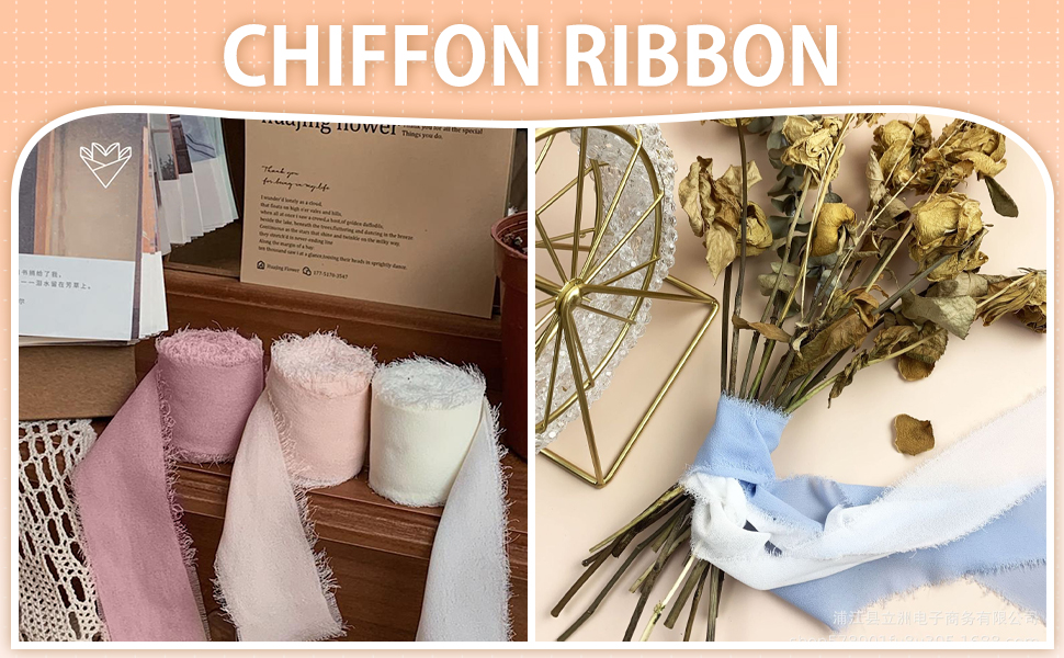 5m/Roll Frayed Silk Ribbon Edged Wrinkle Chiffon Handmade Ripped Wedding Party Flower Bouquet Gift Packing Decorations DIY Craft