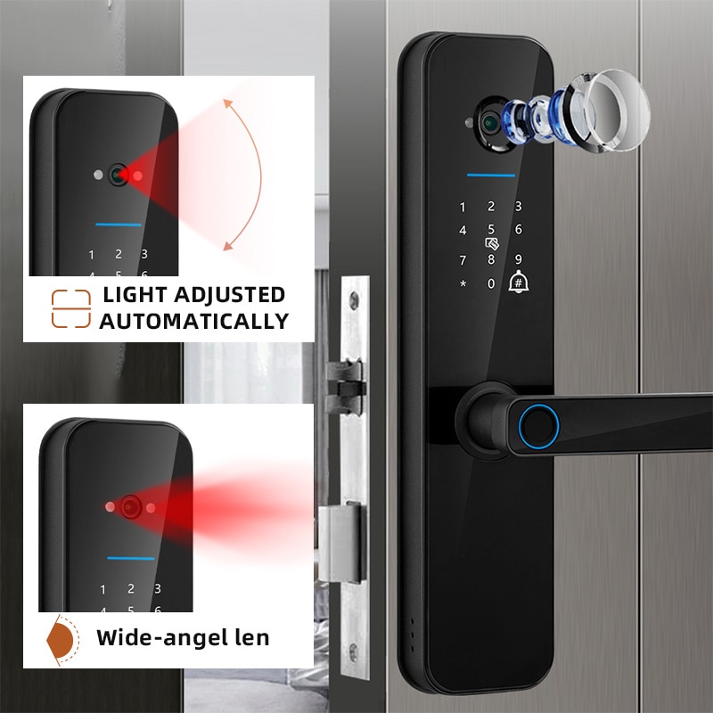 XSDTS Tuya Wifi Digital Electronic Smart Door Lock With Biometric Camera Fingerprint Smart Card Password Key Unlock XSDTS Tuya Wifi Digital Electronic Smart Door Lock With Biometric Camera Fingerprint Smart Card Password Key Unlock